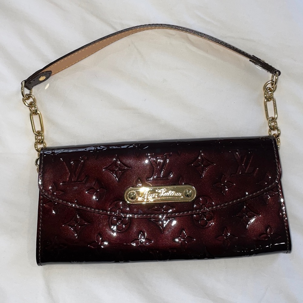 Louis Vuitton LV Eggplant patent clutch